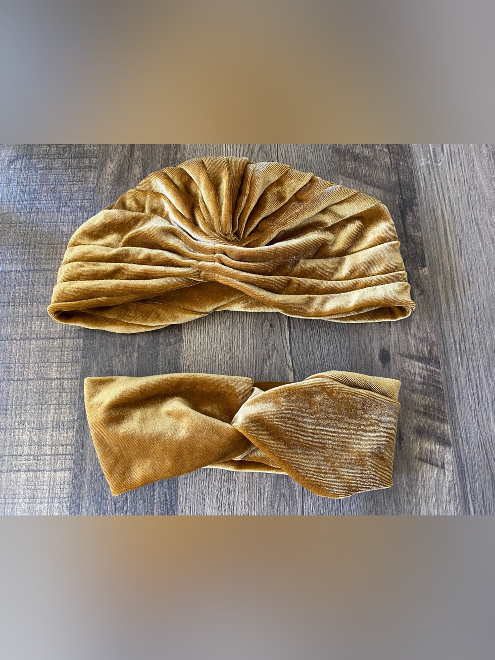Velvet Turban Headwraps in Mustard Gold